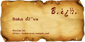 Baka Éva névjegykártya